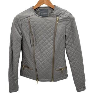 Kate & Mallory Gray Long Sleeve Full Zip Quilted Motorcycle Jacket Size XS